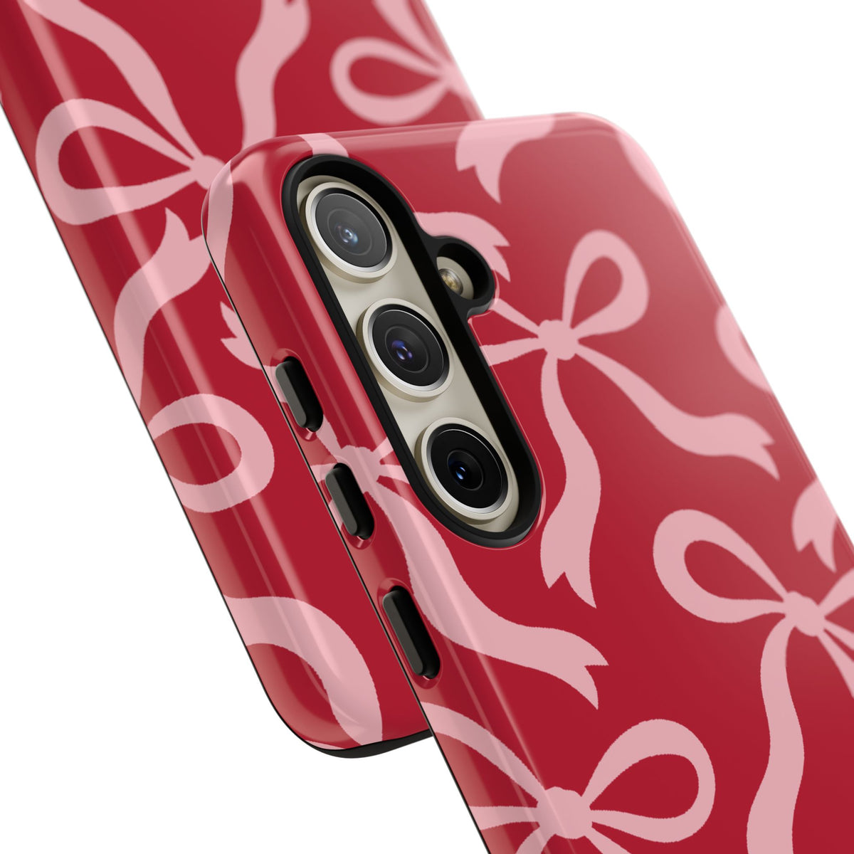 Bold Raspberry Red and Blush Pink Bow Pattern Phone Case - Red Phone Case