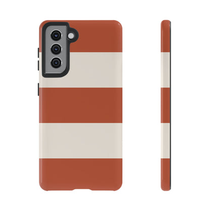 Samsung Galaxy S21 / Glossy Phone Case - Terracotta Horizontal Stripe Pattern Phone Case