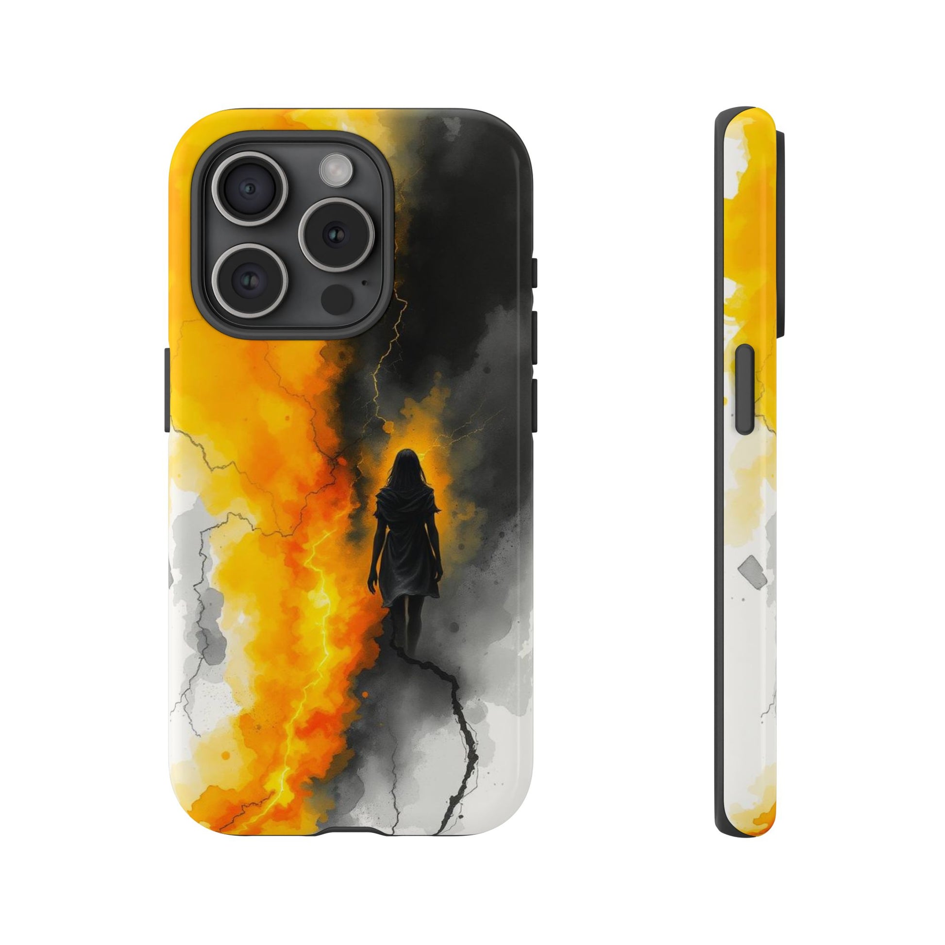 Watercolour Gothic Silhouette of a Woman Phone Case - Multicolor Phone Case - iPhone 15 Pro / Glossy