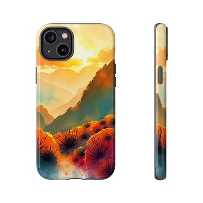iPhone 14 Plus / Glossy Phone Case - Ideallic Watercolour Sunset Design Phone Case