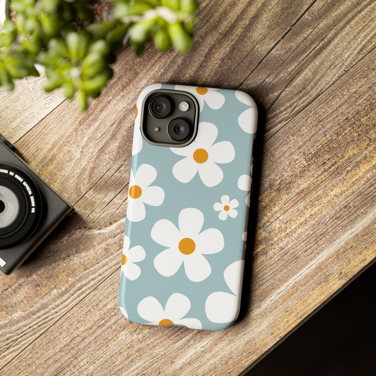 Cute Blue Daisy Pattern Phone Case - Blue Phone Case