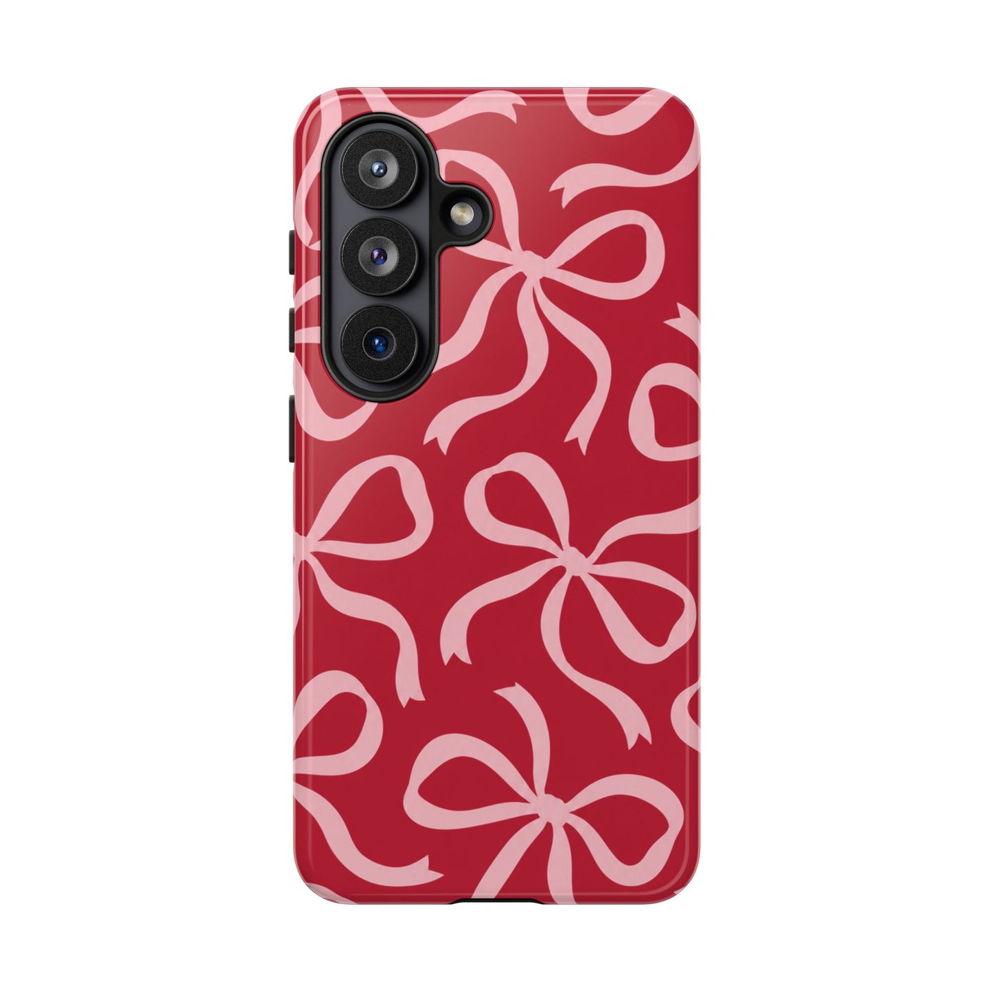 Bold Raspberry Red and Blush Pink Bow Pattern Phone Case