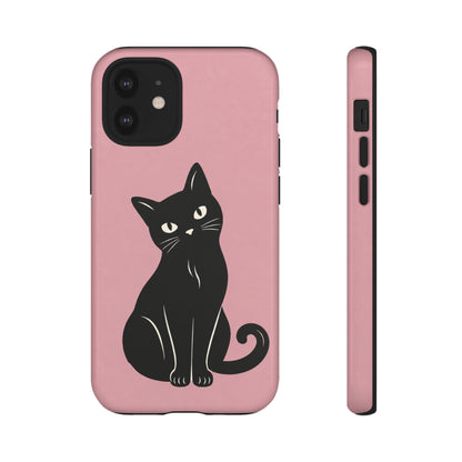 Minimalist Blush Pink & Black Cat Phone Case
