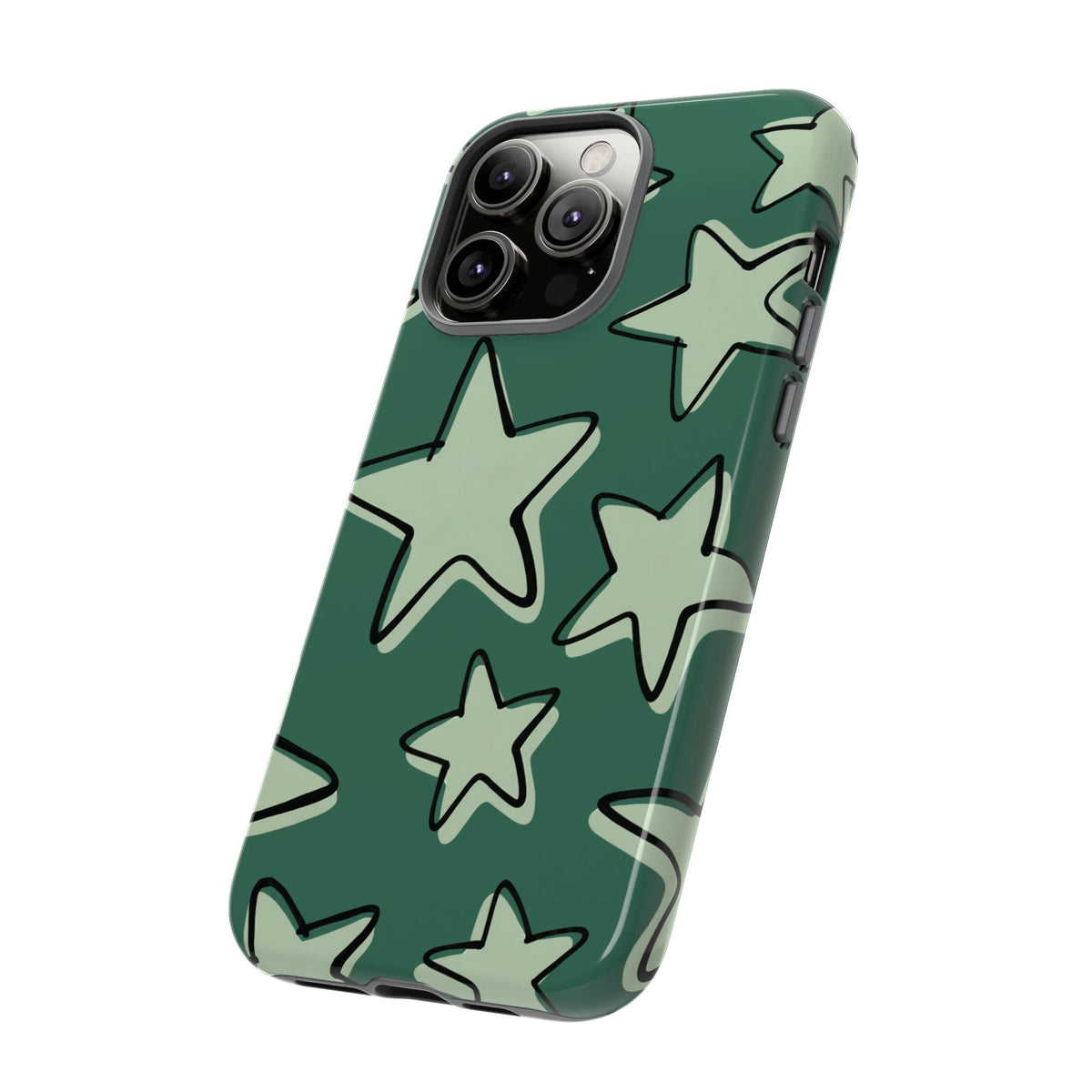 Forest Green Doodle Star Phone Case