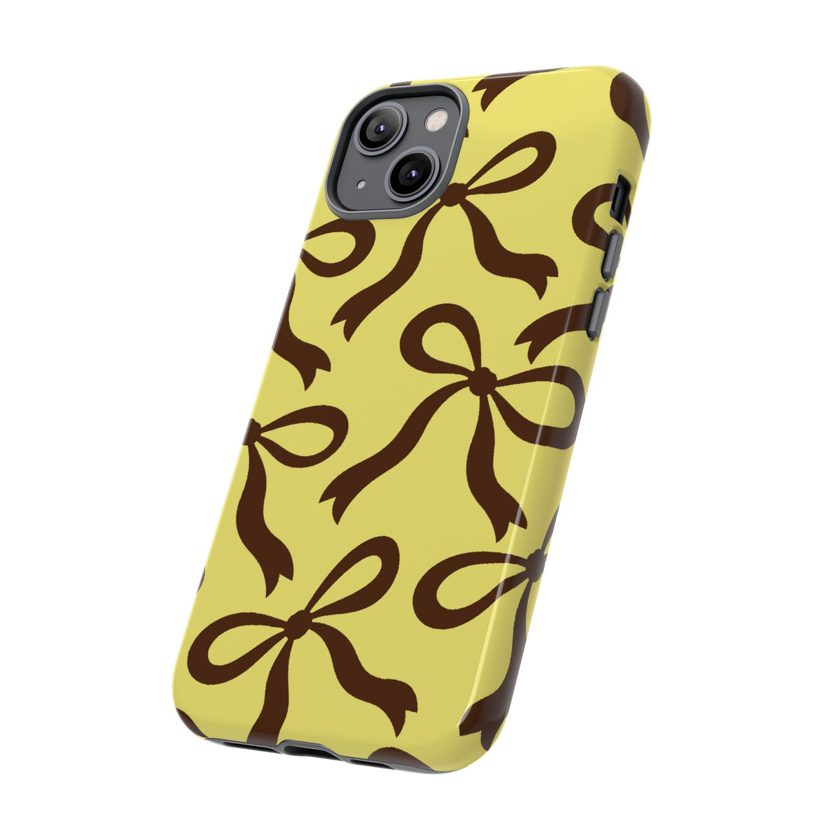 Bold Butter Yellow and Chocolate Brown Bow Pattern Phone Case - Yellow Phone Case