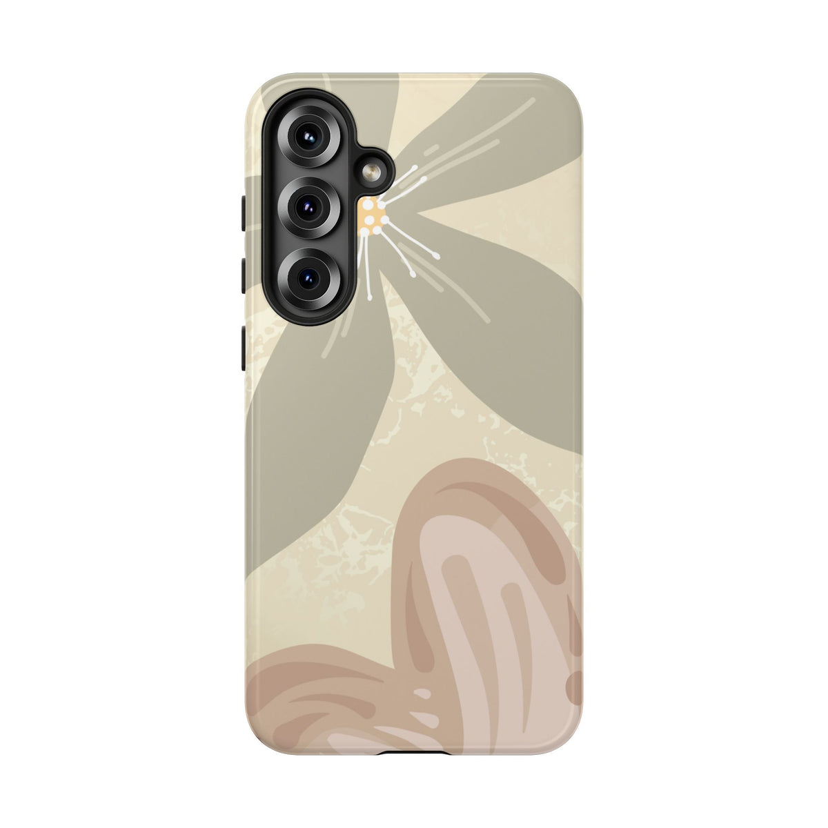 Hibiscus Heart Pattern Phone Case - Beige Phone Case - Samsung Galaxy S25 Plus / Glossy