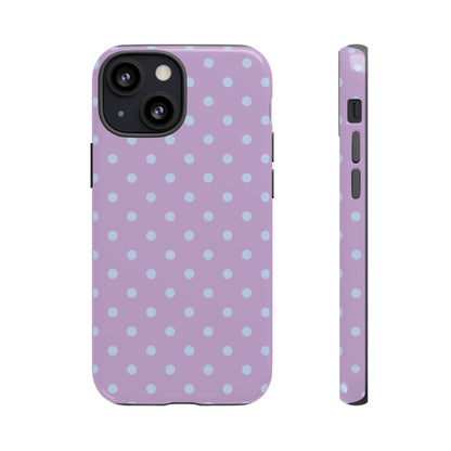 iPhone 13 Mini / Glossy Phone Case - Trendy Lilac & Ice Blue Dot Pattern Phone Case
