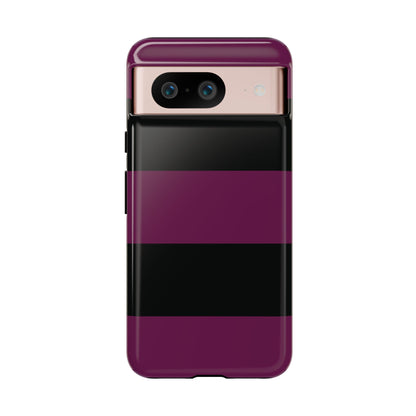 Google Pixel 8 / Glossy Phone Case - Purple & Black Horizontal Stripe Pattern Phone Case