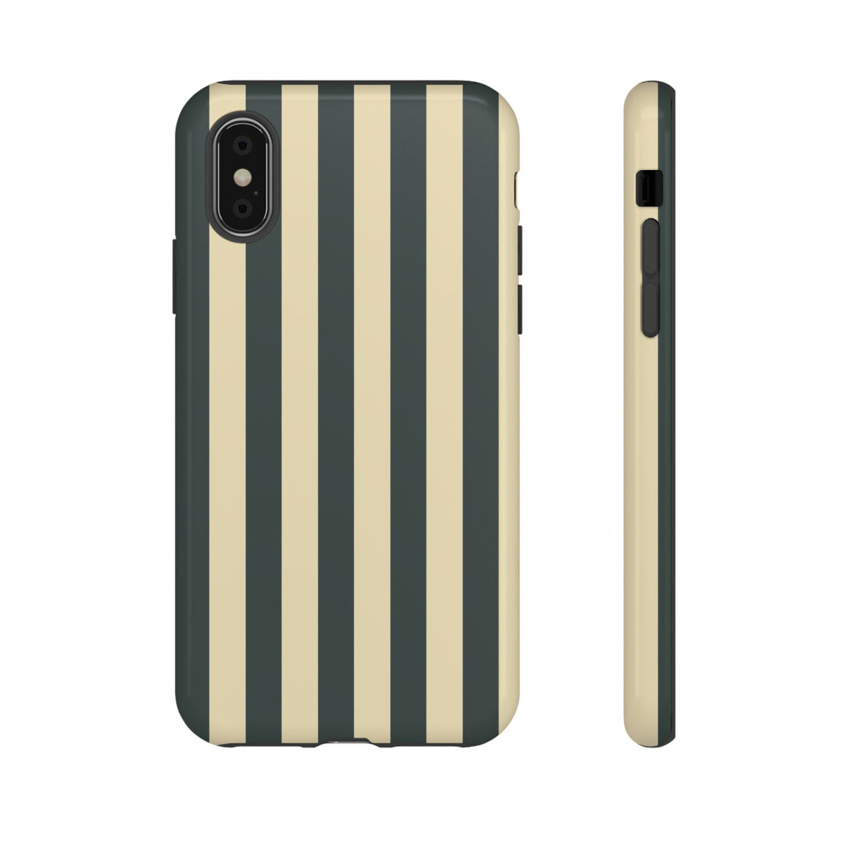 Green & Beige Stripe Pattern Phone Case - Green Phone Case - iPhone XS / Glossy