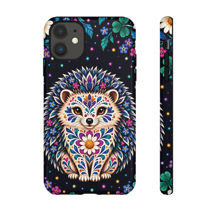 Vibrant Purple and Teal Calavera Hedgehog Phone Case - Multicolor Phone Case - iPhone 11 / Glossy