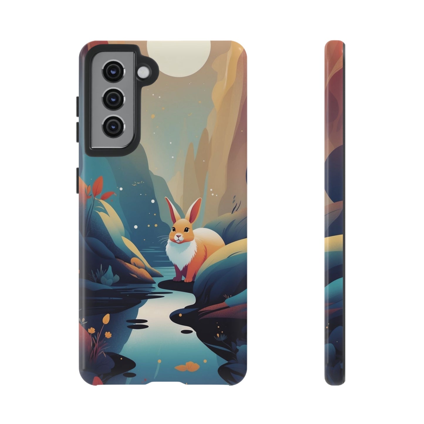 Samsung Galaxy S21 / Glossy Phone Case - Stylised Rabbit Design Phone Case