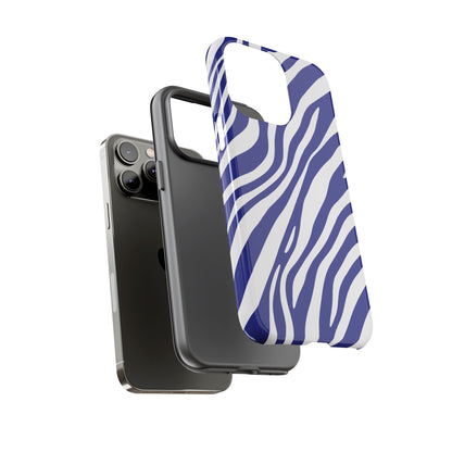 Modern Electric Blue Zebra Print Phone Case