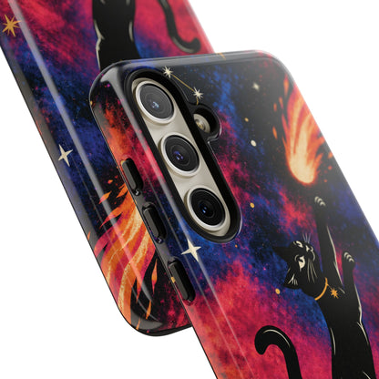 Whimsical Multicolour Celestial Black Cat Phone Case