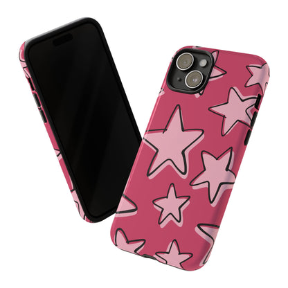 Raspberry Pink Doodle Star Phone Case