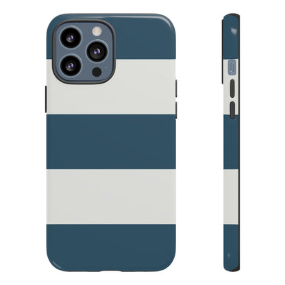 iPhone 13 Pro Max / Glossy Phone Case - Blue & White Horizontal Stripe Pattern Phone Case