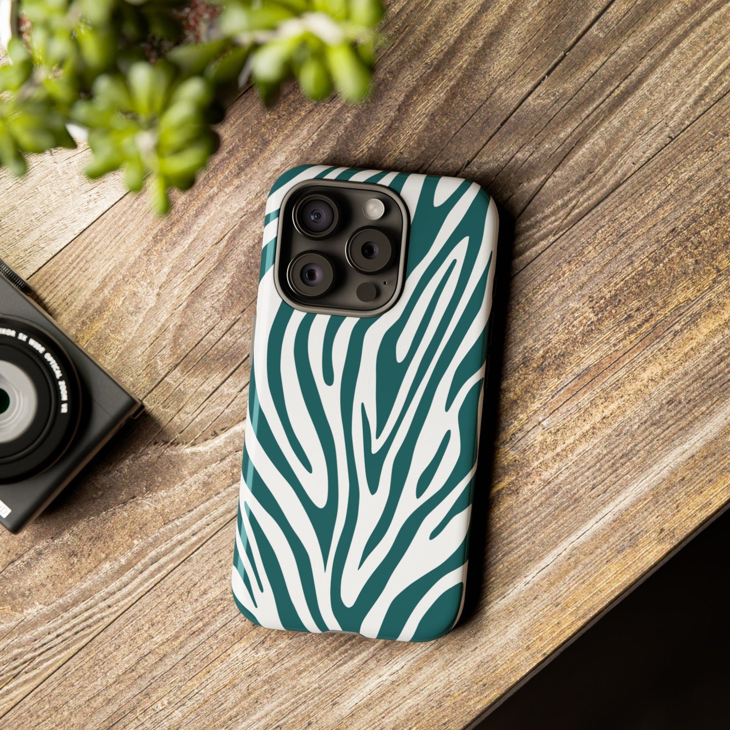 Graphic Teal Tiger Print Phone Case