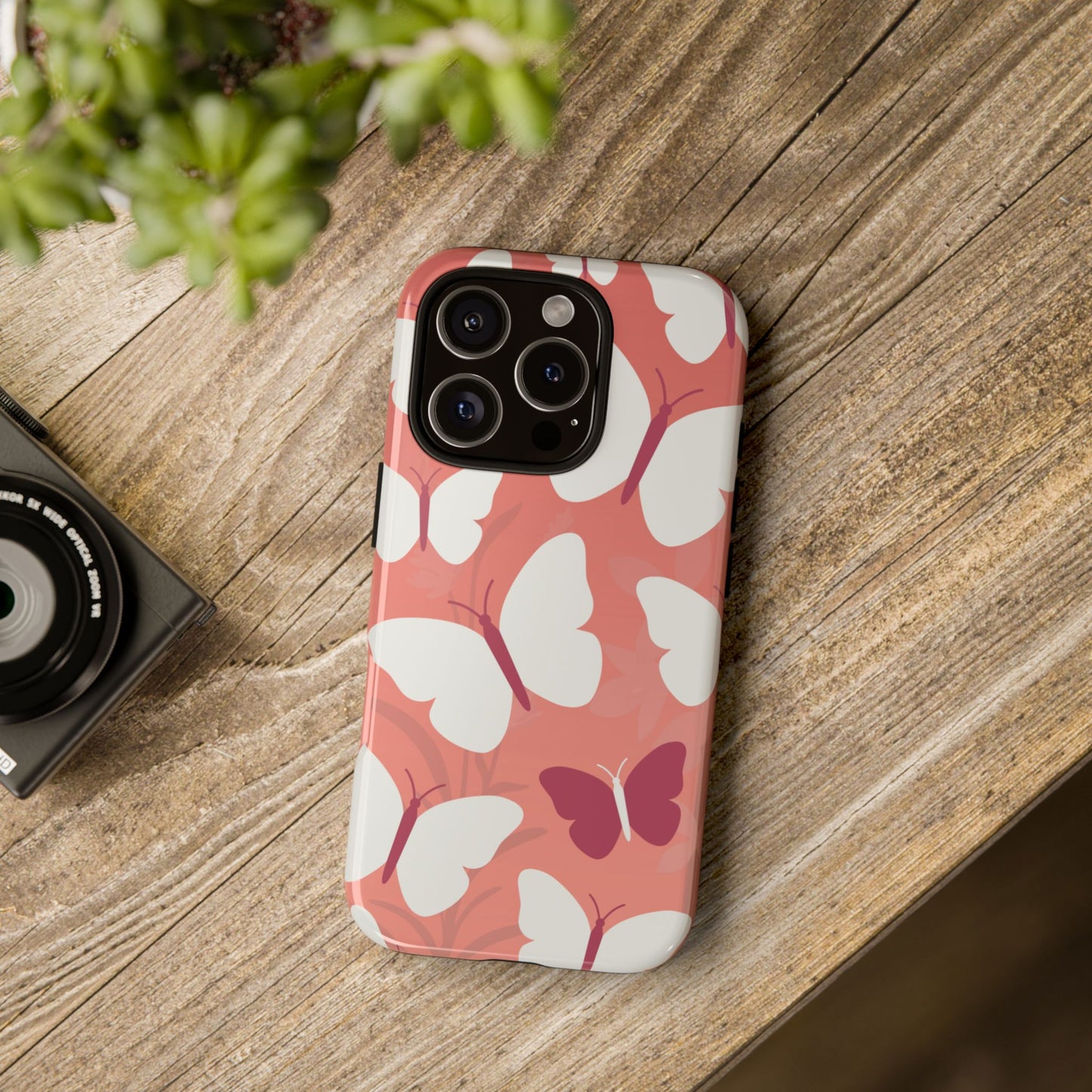 Phone Case - Minimalist Pink Butterfly Pattern Phone Case