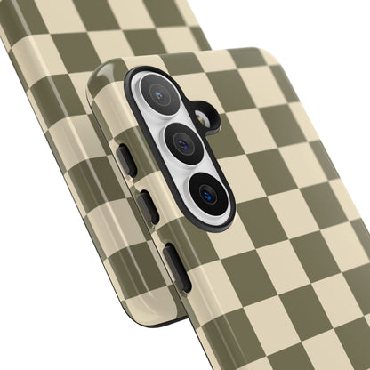Green Checked Pattern Phone Case - Green Phone Case