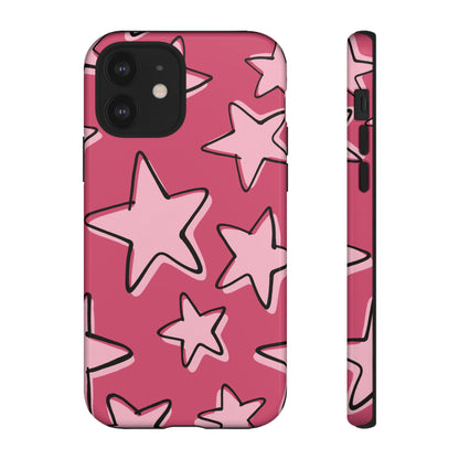 Raspberry Pink Doodle Star Phone Case