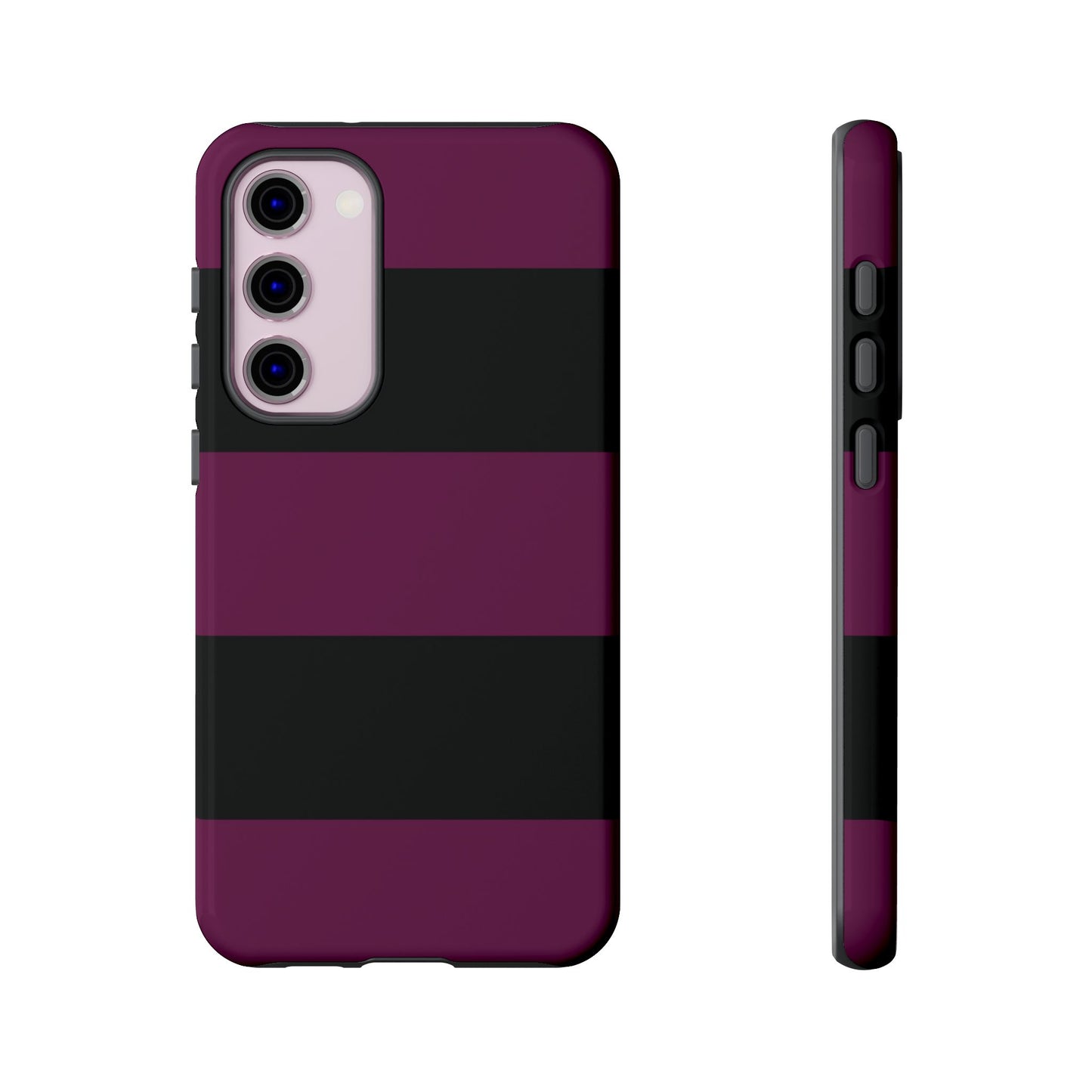 Samsung Galaxy S23 Plus / Glossy Phone Case - Purple & Black Horizontal Stripe Pattern Phone Case