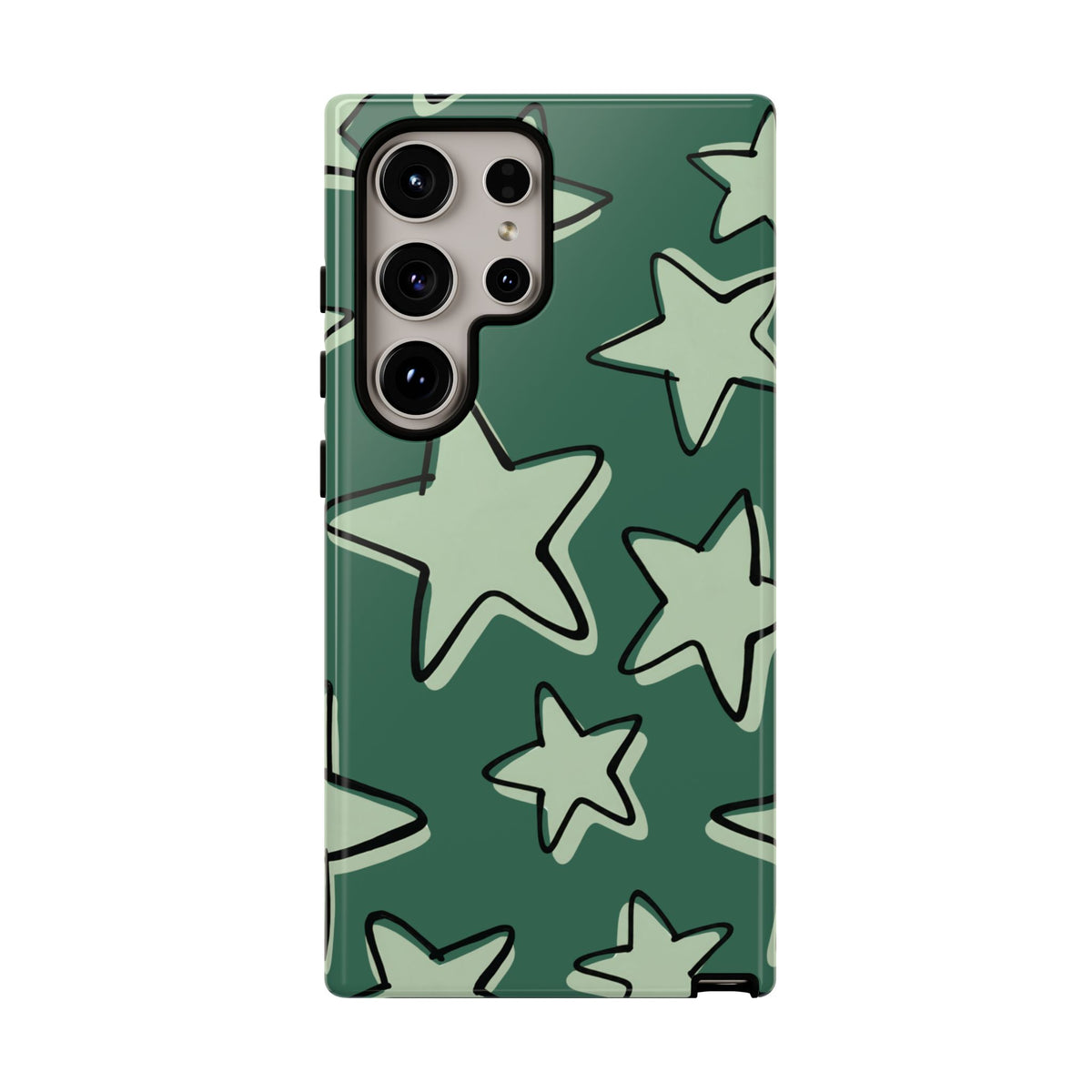 Forest Green Doodle Star Phone Case