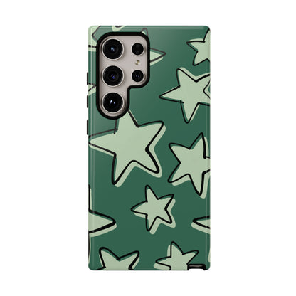 Forest Green Doodle Star Phone Case