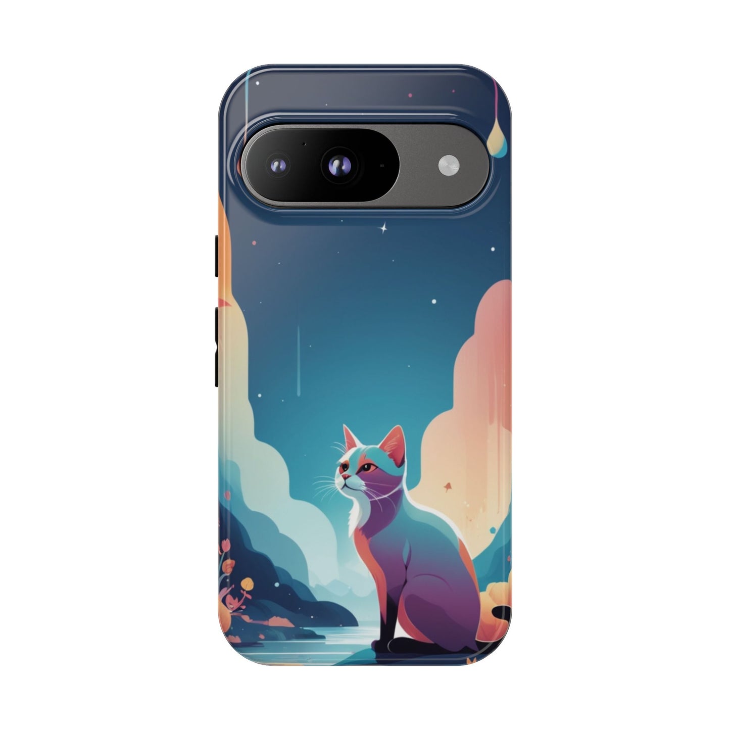 Google Pixel 9 / Glossy Phone Case - Stylised Cat Design Phone Case