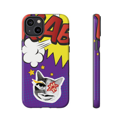 Bold Purple Pop Art Cat Phone Case - Purple Phone Case - iPhone 14 Plus / Glossy