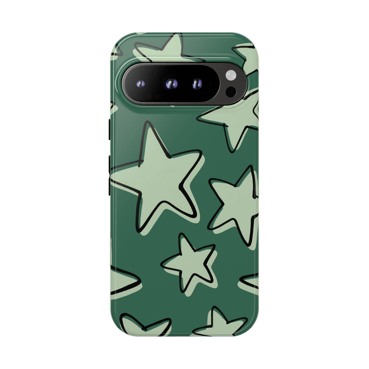 Forest Green Doodle Star Phone Case