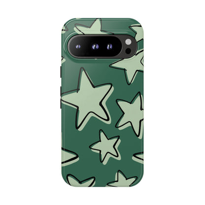 Forest Green Doodle Star Phone Case