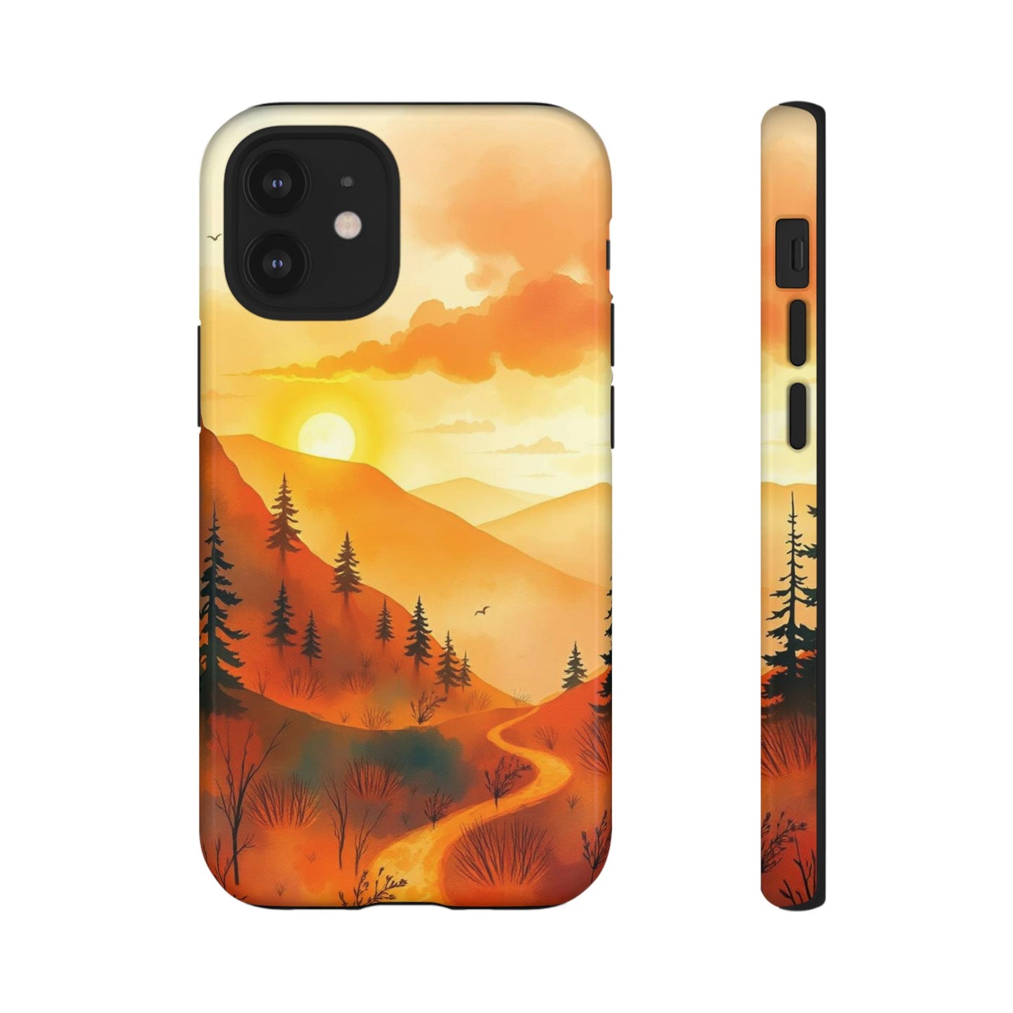 iPhone 12 Mini / Glossy Phone Case - Golden Sunset Design Phone Case