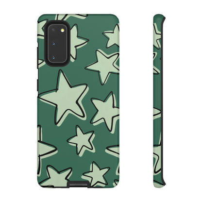 Forest Green Doodle Star Phone Case