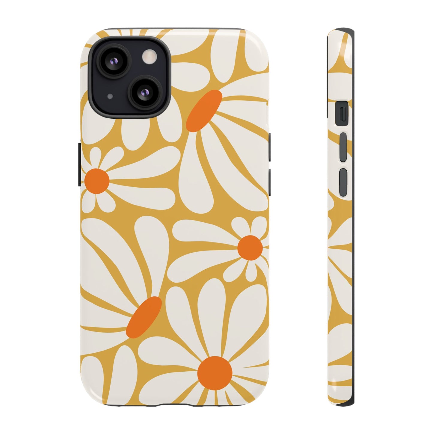 iPhone 13 / Glossy Phone Case - Retro Yellow Daisy Pattern Phone Case