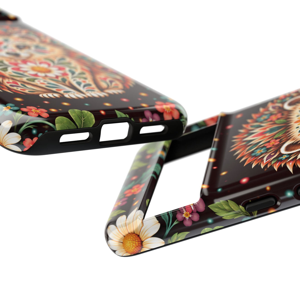 Vibrant Terracotta and Teal Calavera Hedgehog Phone Case - Multicolor Phone Case