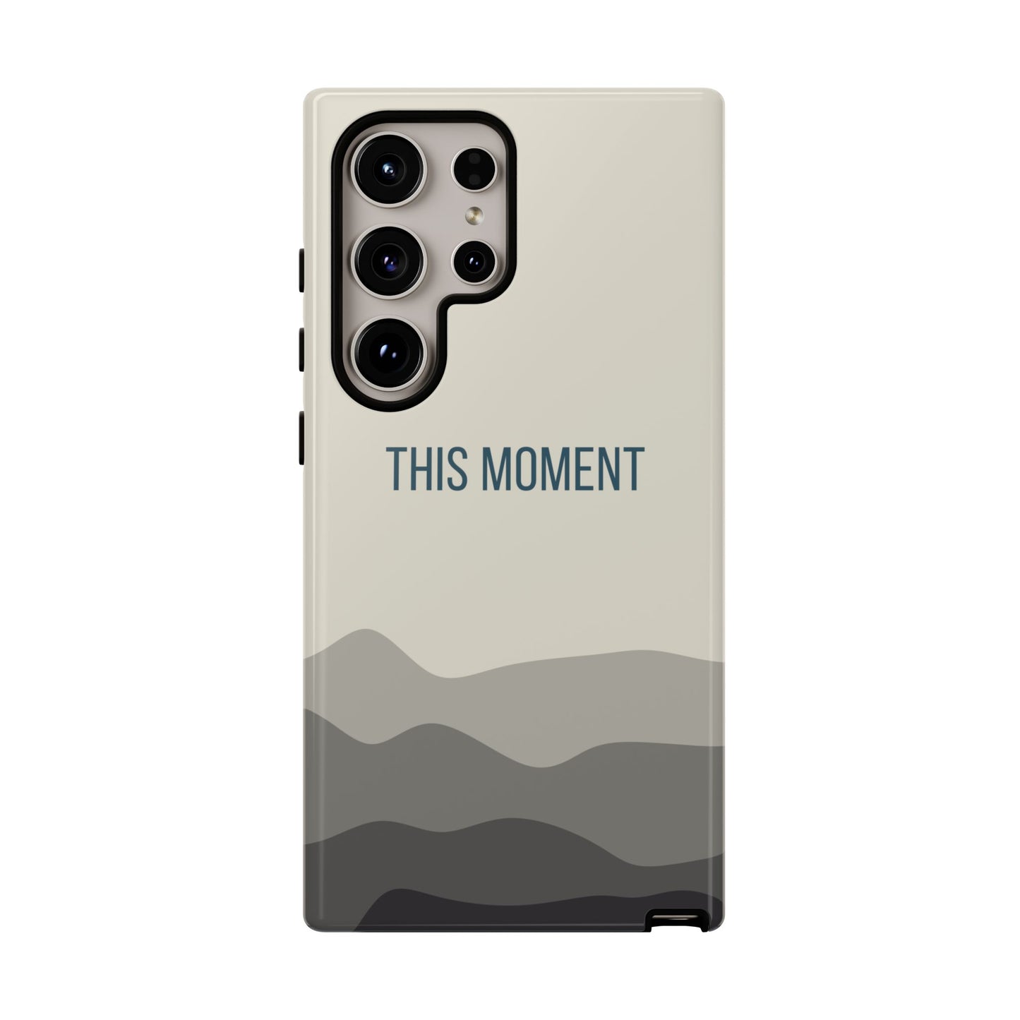 Samsung Galaxy S24 Ultra / Glossy Phone Case - Minimalist Cream Waves ’This Moment’ Statement Phone Case