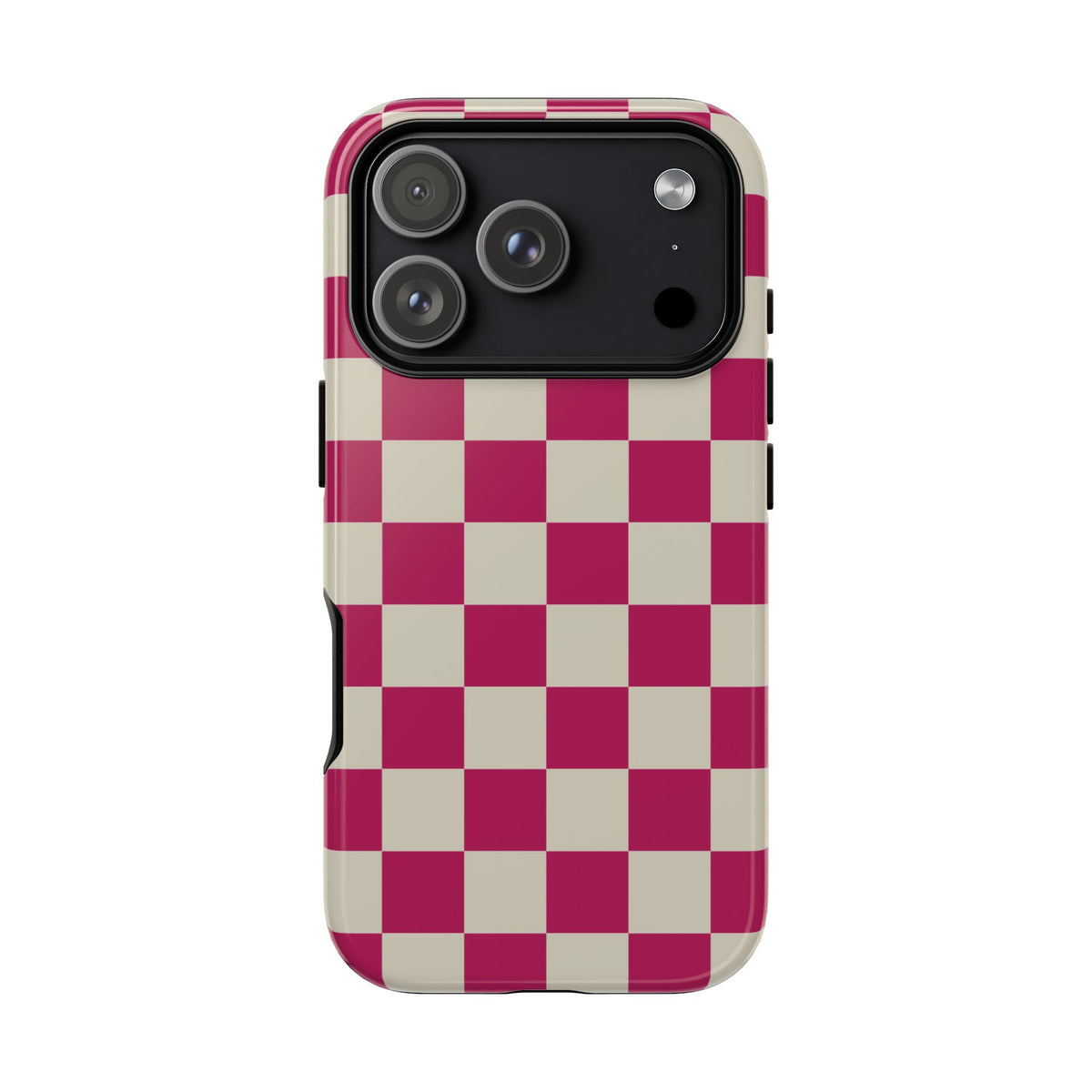 Pink & White Checked Pattern Phone Case - Pink Phone Case - iPhone 18 Pro / Glossy
