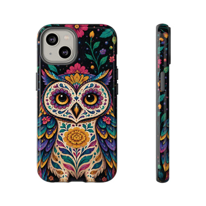 Vibrant Purple and Teal Calavera Owl Phone Case - Multicolor Phone Case - iPhone 14 / Glossy