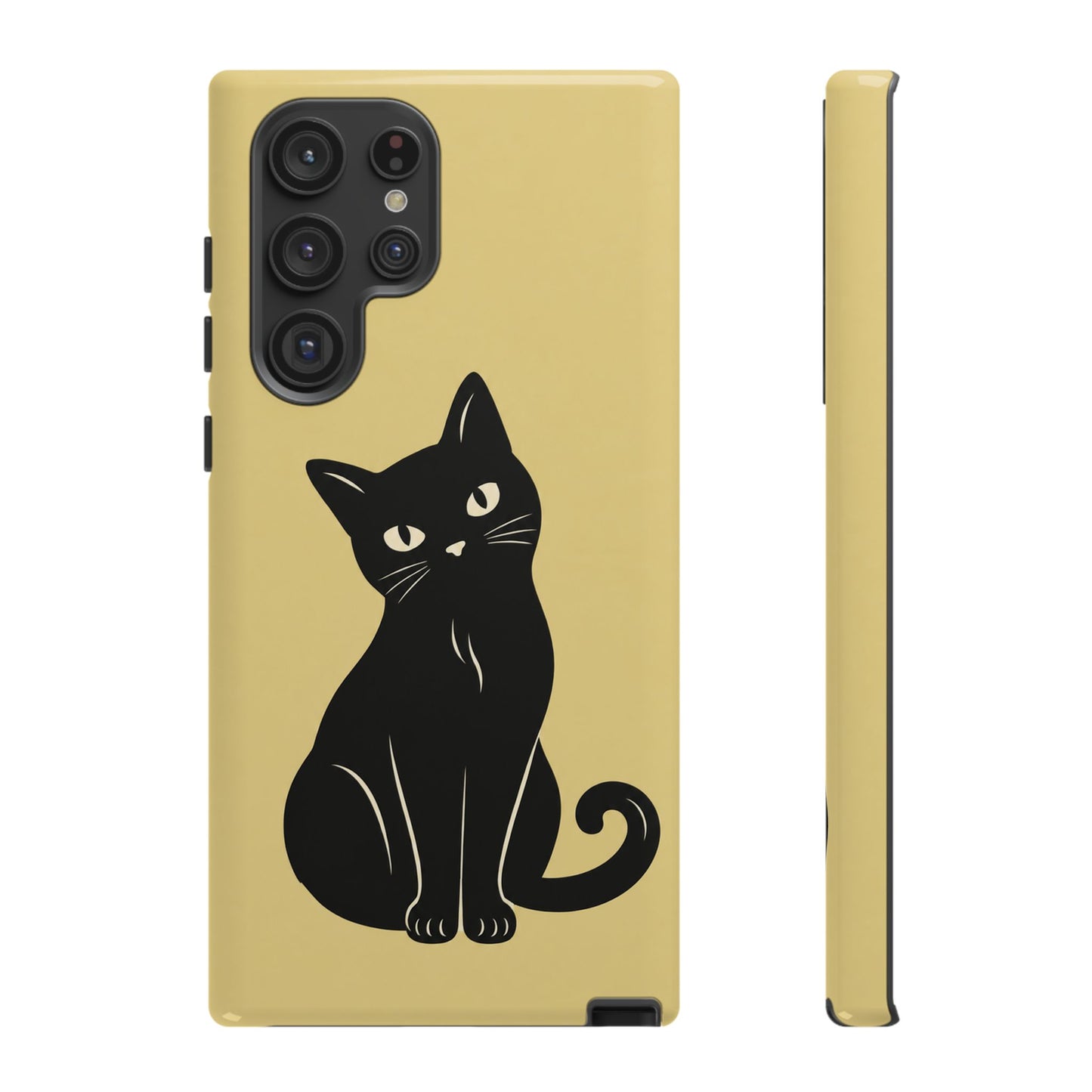 Minimalist Butter Yellow & Black Cat Phone Case