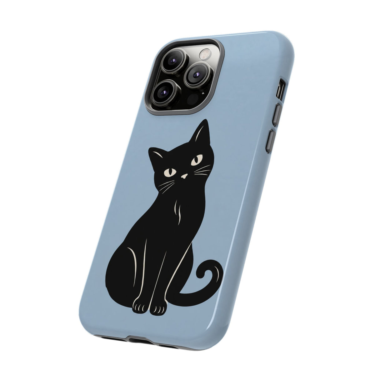 Minimalist Powder Blue & Black Cat Phone Case