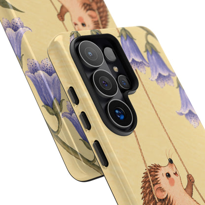Whimsical Buttercream Hedgehog and Bluebell Phone Case - Yellow Phone Case