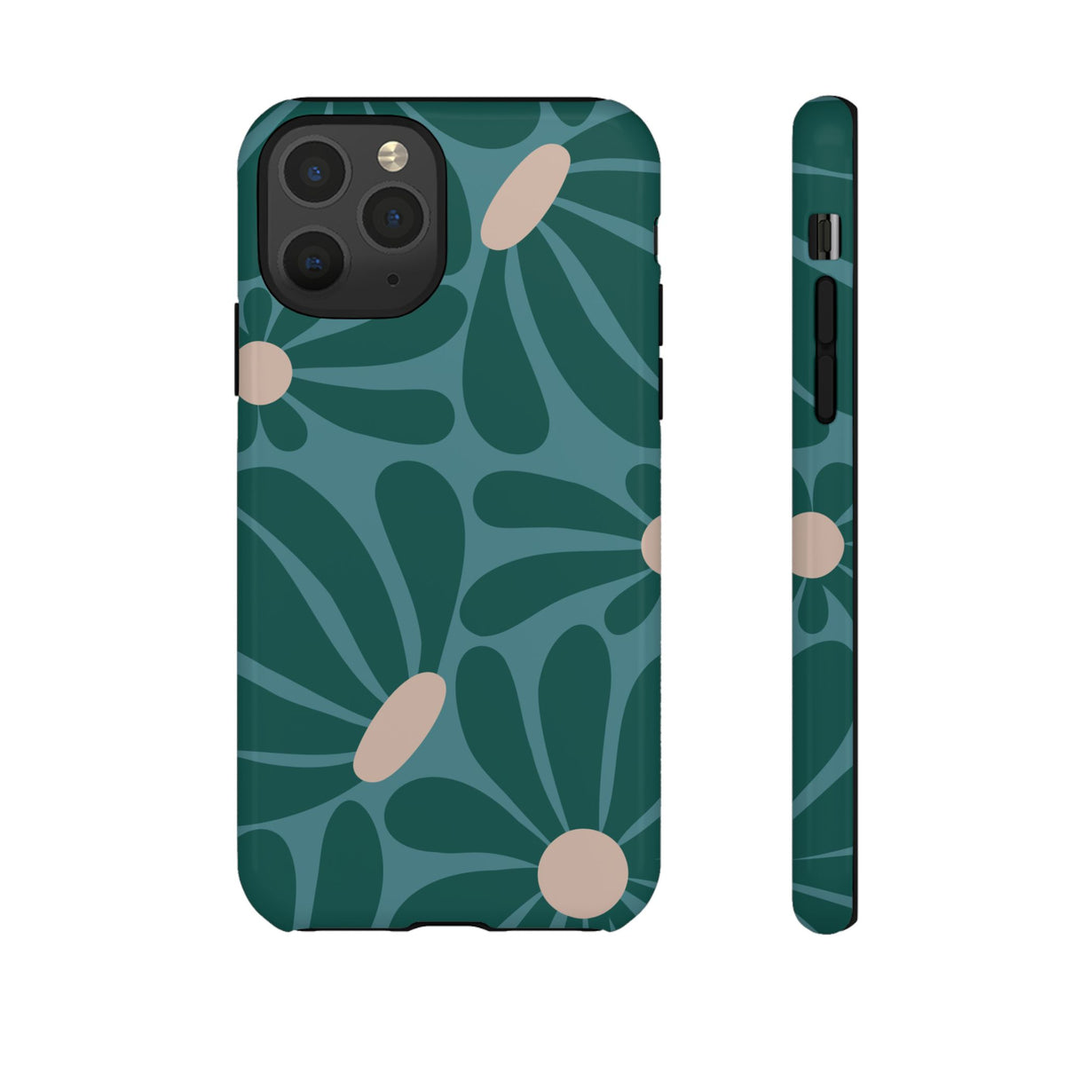 Retro Turquoise Daisy Pattern Phone Case - Green Phone Case - iPhone 11 Pro / Glossy