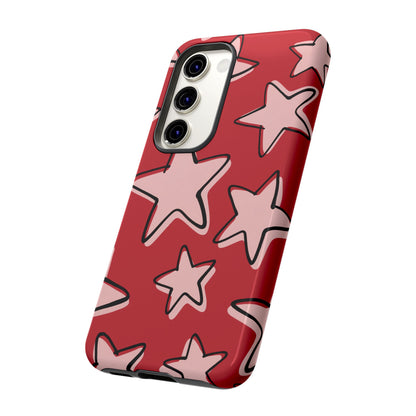 Cherry Red Doodle Star Phone Case