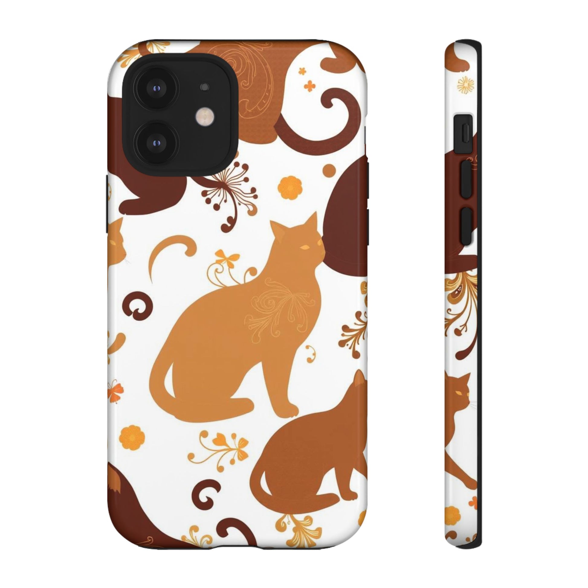 Abstract Cat Pattern Phone Case - White Phone Case - iPhone 12 / Glossy