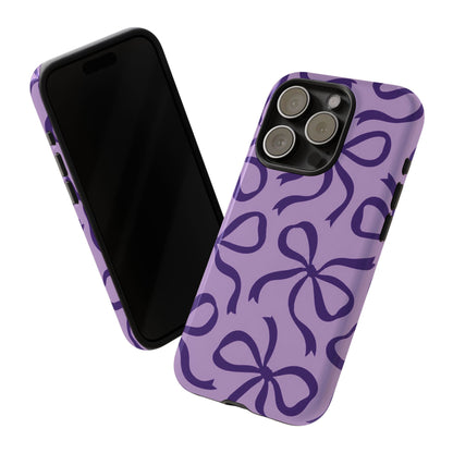 Bold Lilac and Deep Purple Bow Pattern Phone Case