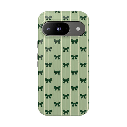 Retro Forest Green Bow Pattern Phone Case
