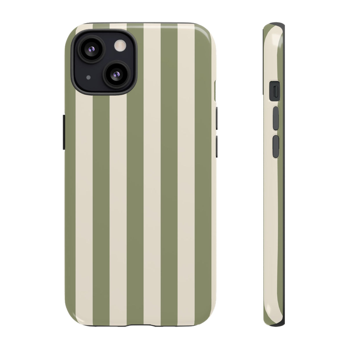 Olive & Beige Stripe Pattern Phone Case - Green Phone Case - iPhone 13 / Glossy