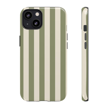 Olive & Beige Stripe Pattern Phone Case - Green Phone Case - iPhone 13 / Glossy