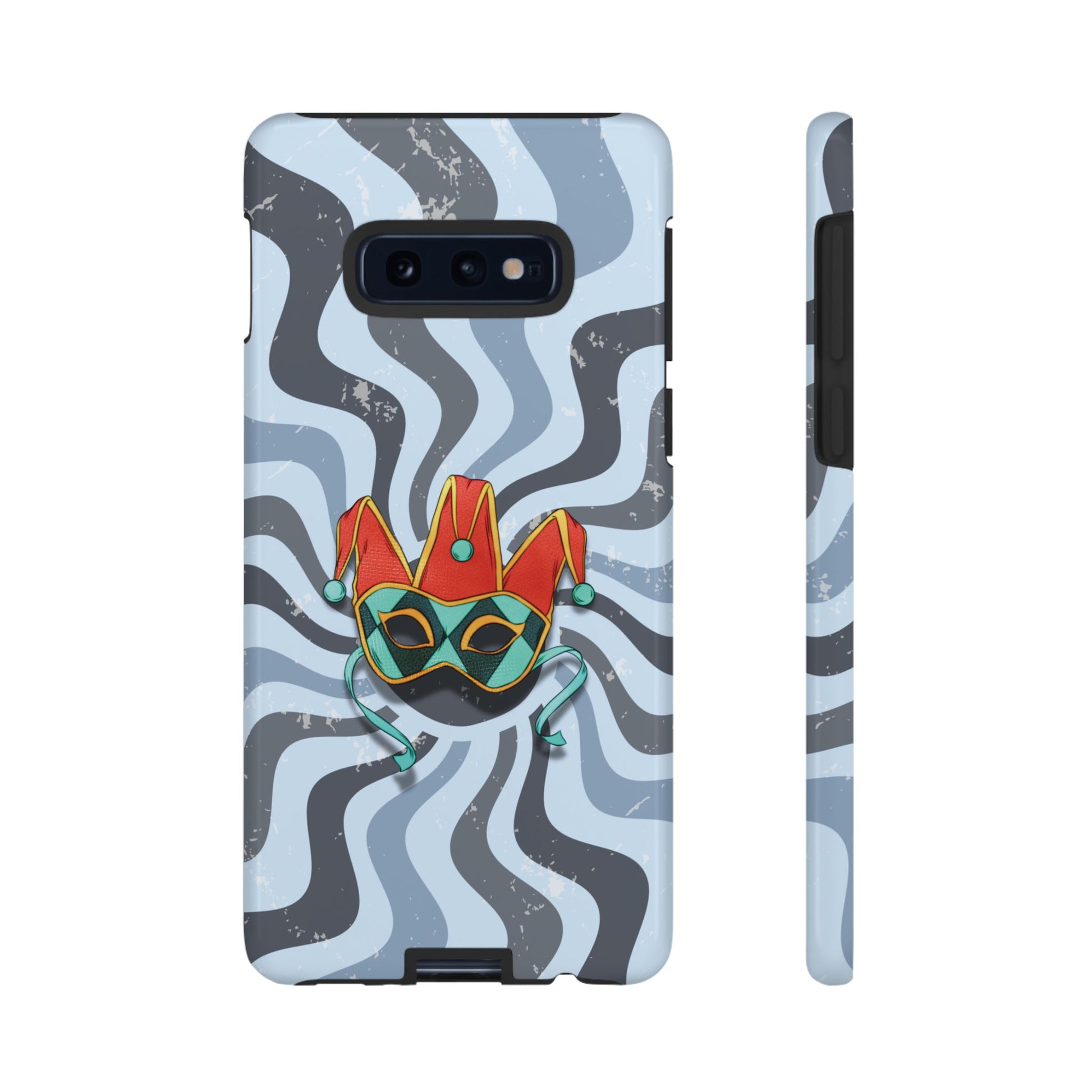 Samsung Galaxy S10E / Glossy Phone Case - Venetian Jester Mask – Blue Retro Soft Revival Phone Case