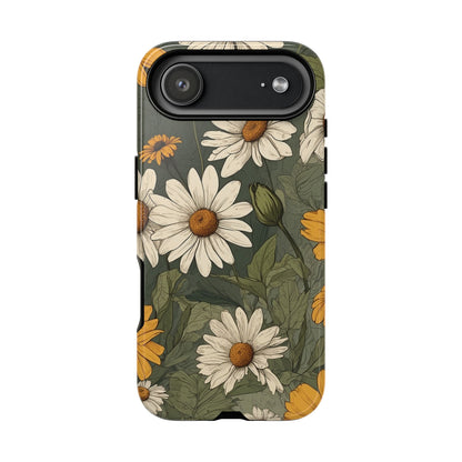 iPhone 17 Air / Glossy Phone Case - Boho Chic Daisies Floral Pattern ’White & Yellow’ Phone Case