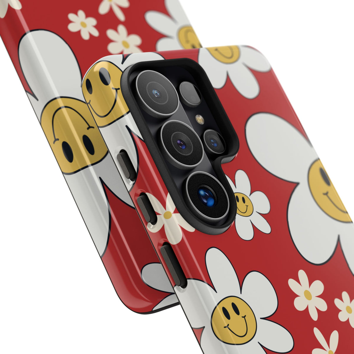 Fun Retro Daisy Pattern with Red Background Phone Case - Red Phone Case